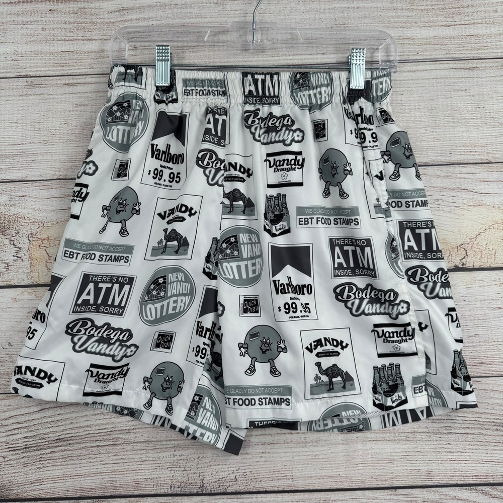 Vandy The Pink Bodega Shorts Mens Small White Black‎ All Over Graphic Print